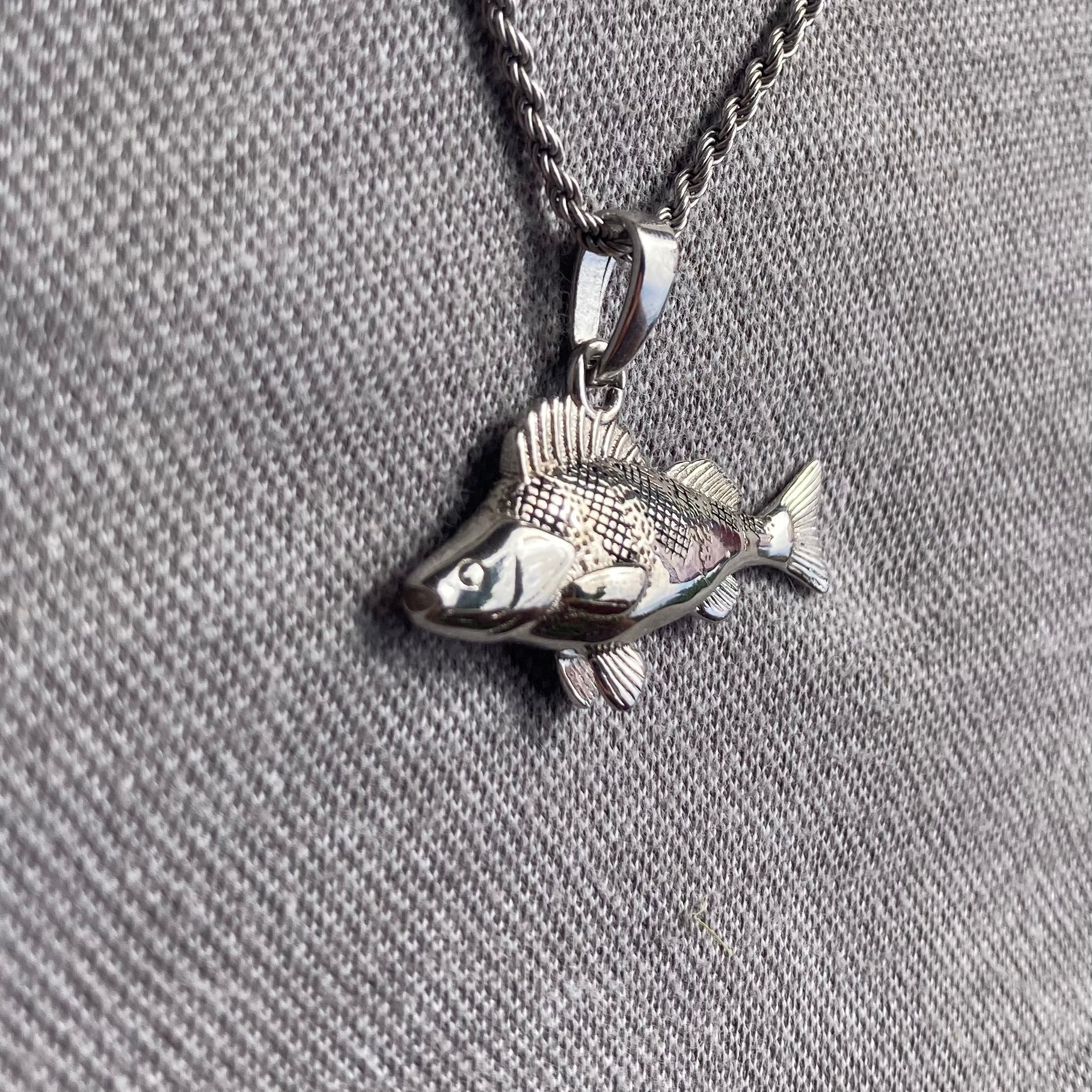Silber Fisch Halskette als Geschenk für Angler