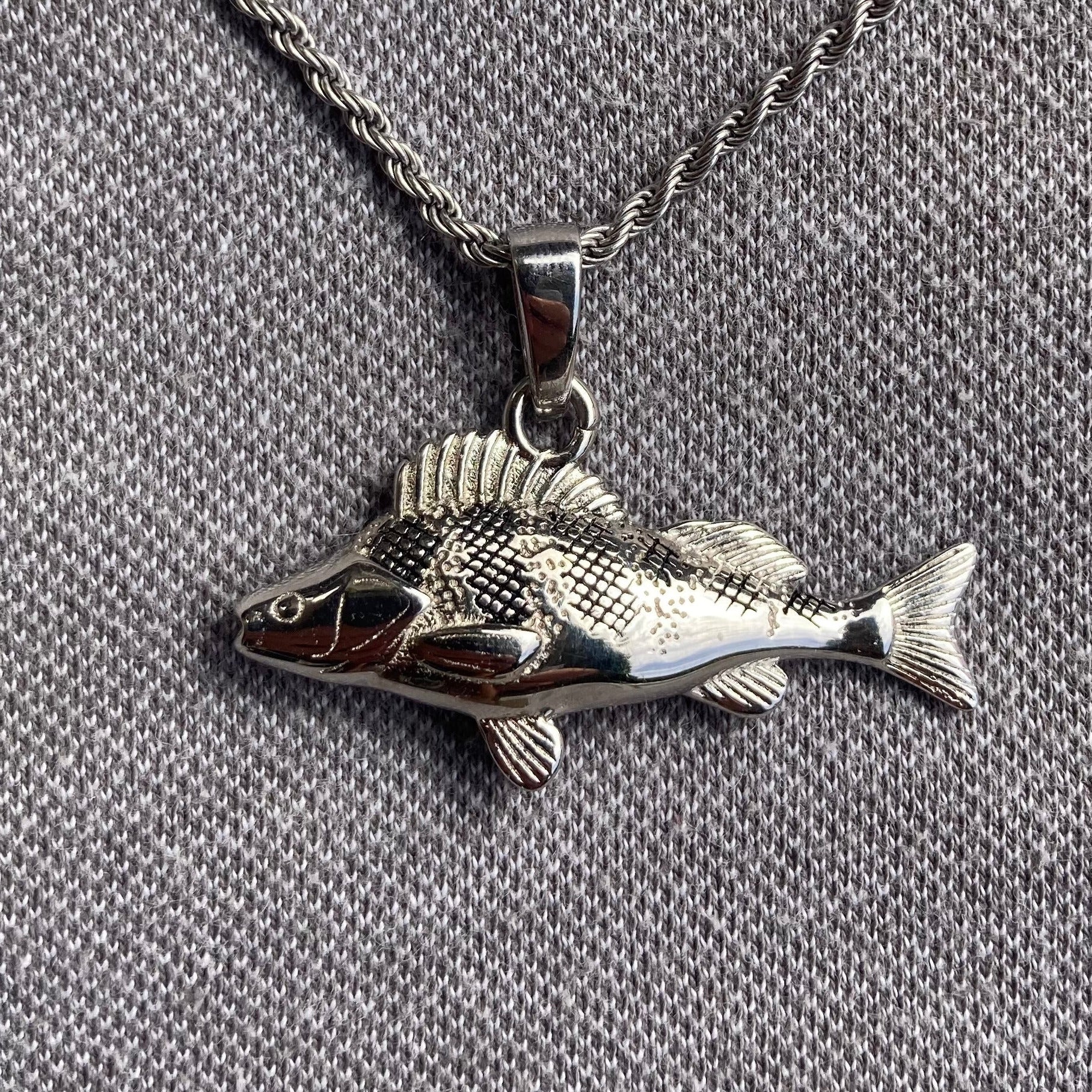 Geschenk für Angler, Silber Fisch Halskette