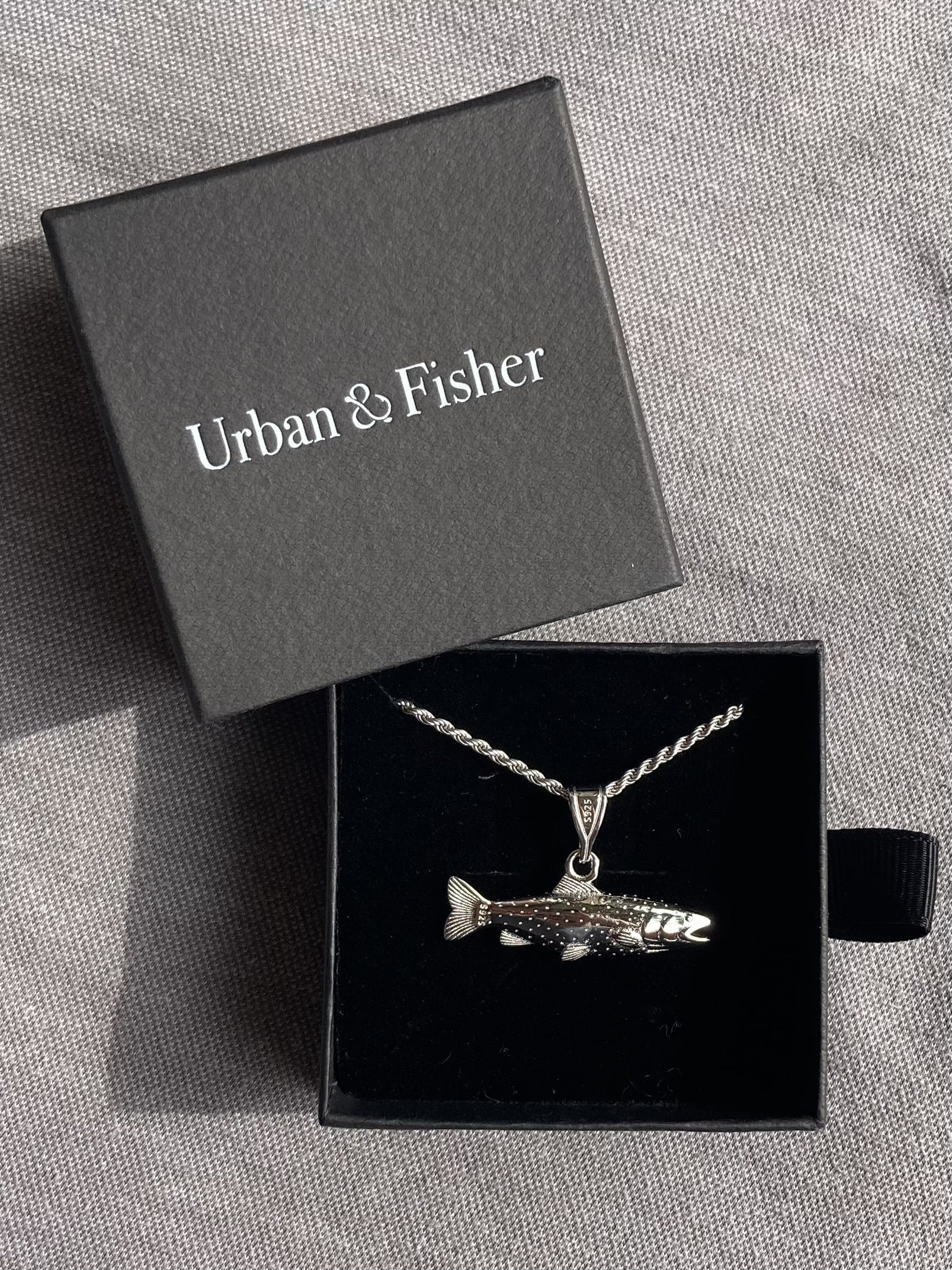 Silber Fisch Halskette - Geschenk für Angler