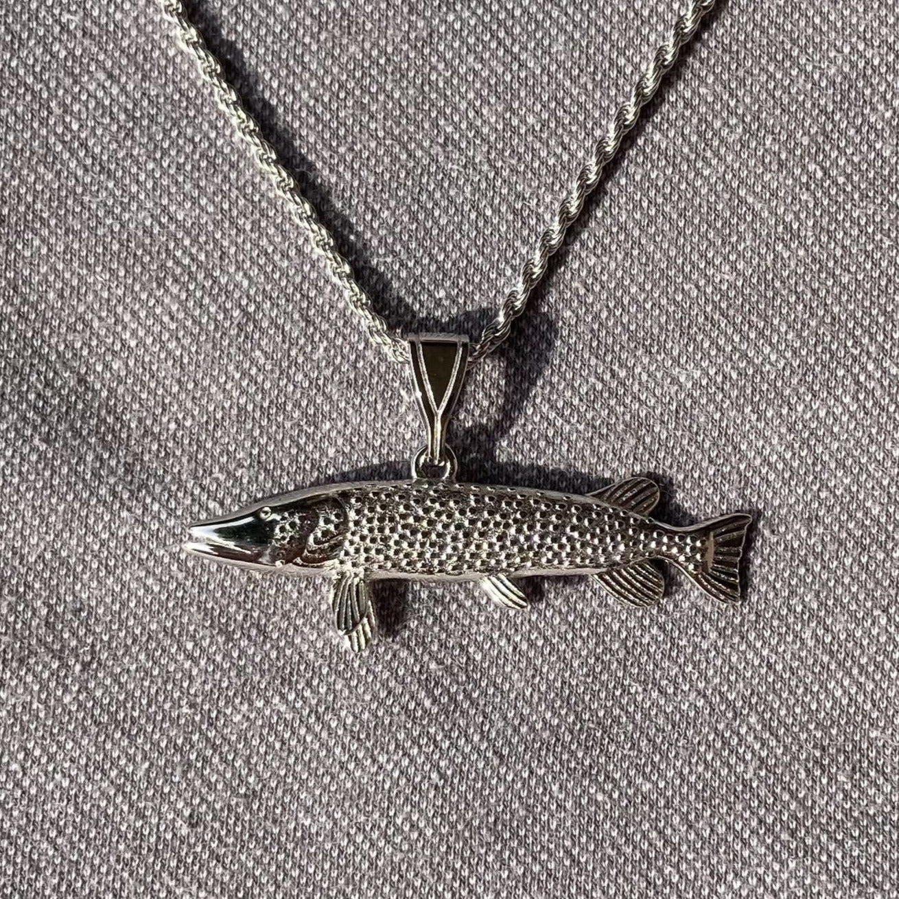 Geschenk für Angler, Silber Fisch Kette